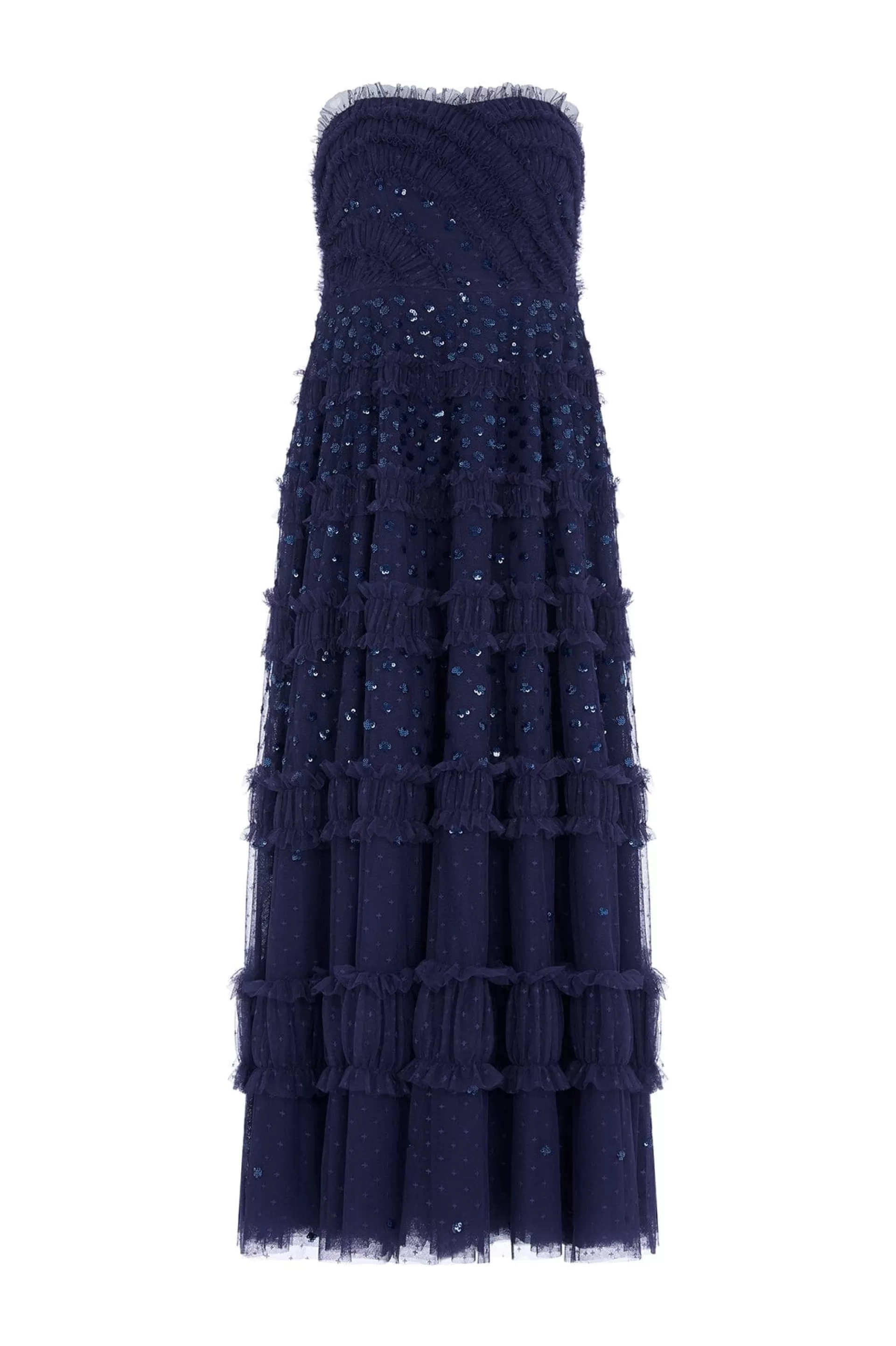 Women Needle & Thread Evening Dresses | Embellished Dresses-Dot Shimmer Tiered Strapless Ankle Gown