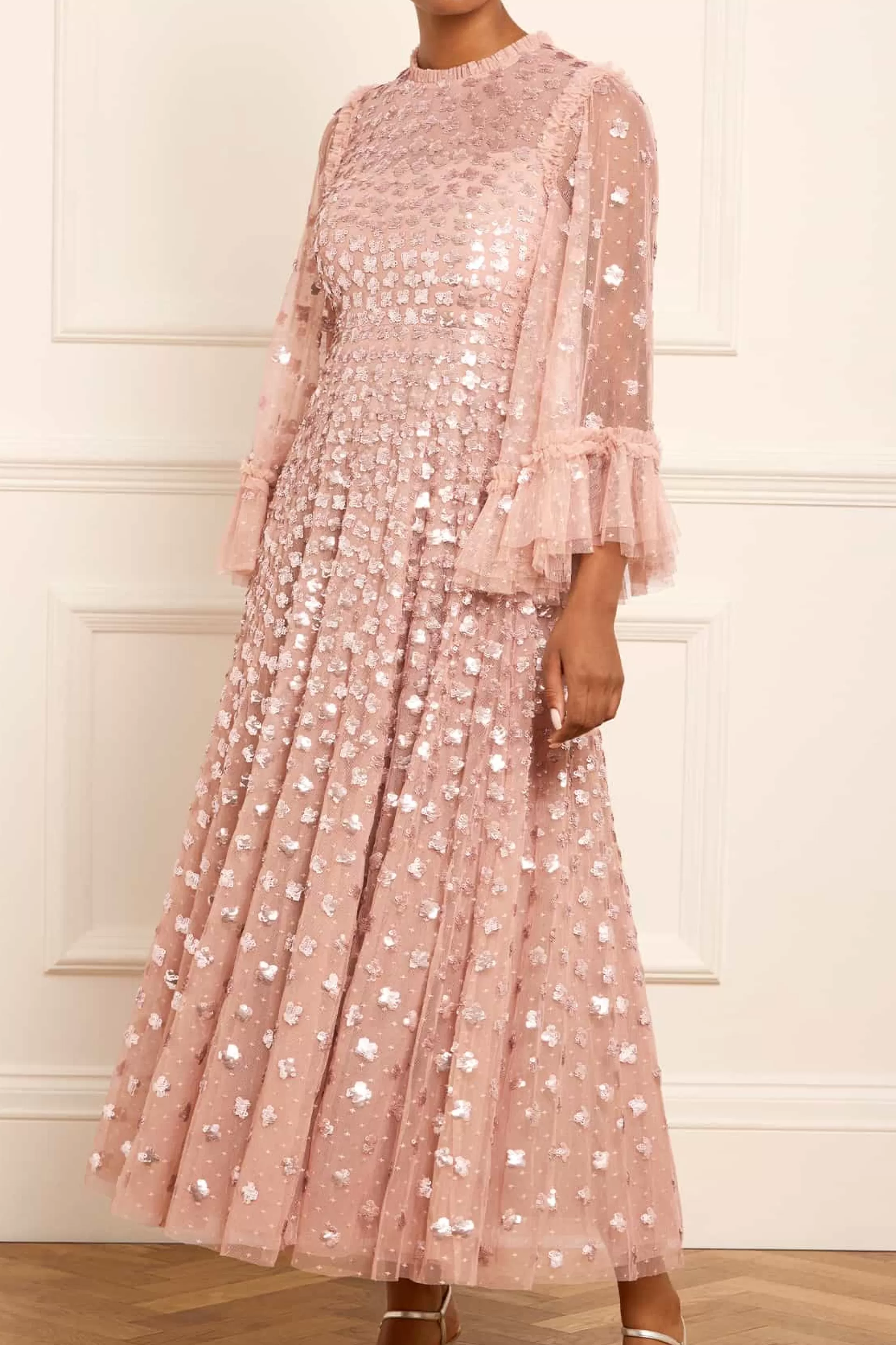 Women Needle & Thread Plus Size | Evening Dresses-Glisten Long Sleeve Ankle Gown