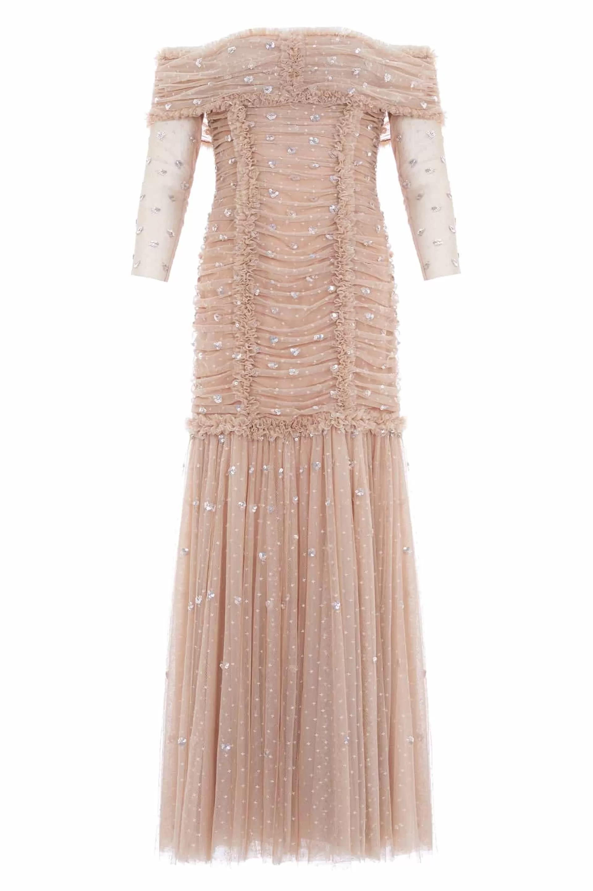 Women Needle & Thread Dresses | Evening Dresses-Love Heart Rouched Off-Shoulder Gown