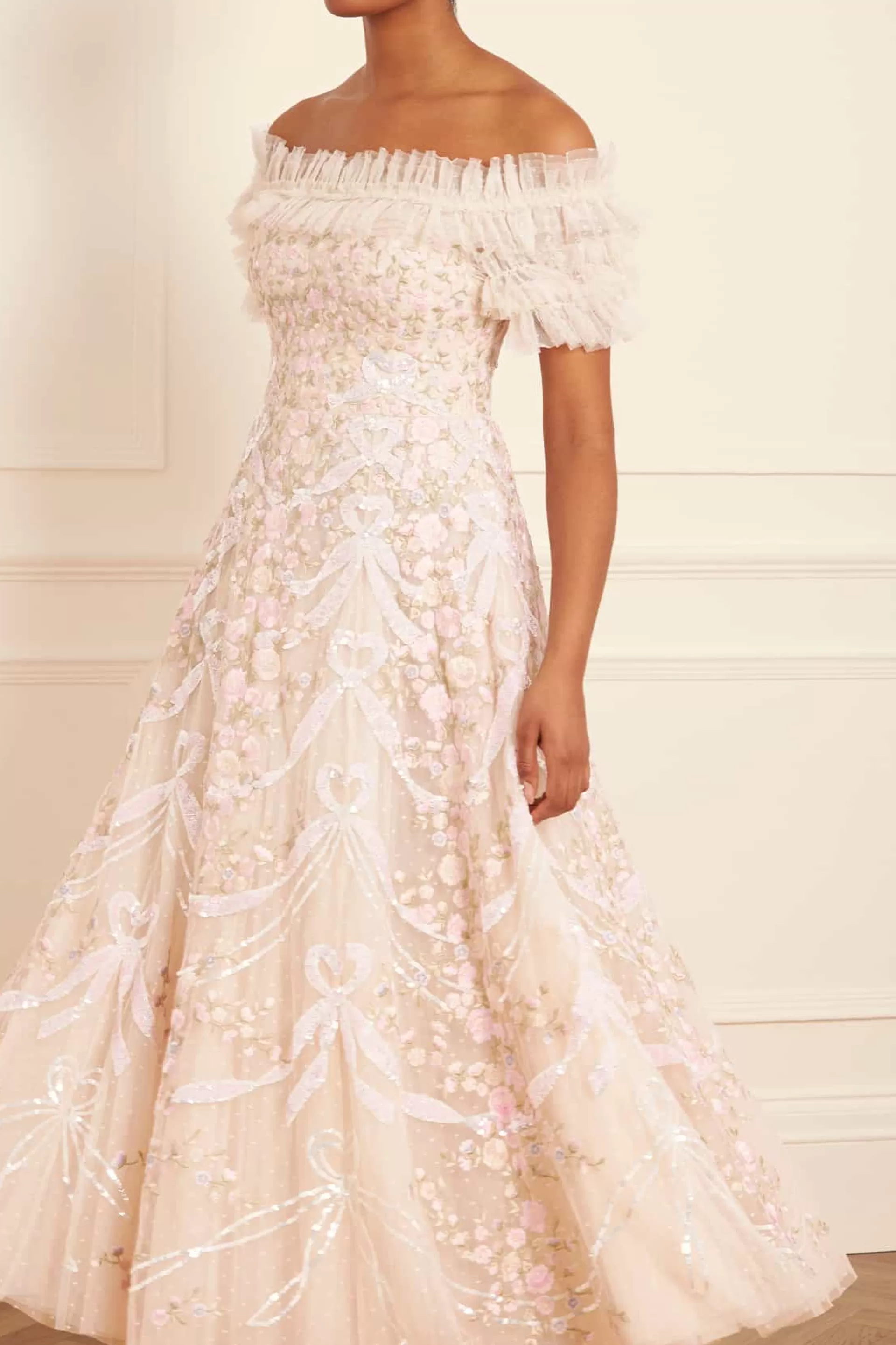 Women Needle & Thread Dresses | Bridal-Ribbon Heart Off-Shoulder Ankle Gown